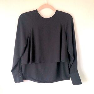 Who What Wear black crepe 2-piece layer long sleeve Blouse Size XS Excellent
